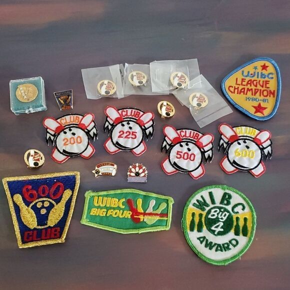 Vintage Other - Mixed Lot of 18 Vtg Bowling Awards Pins Patches